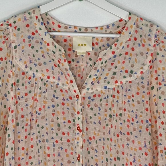 Maeve Paccia Geometric Shapes Button Ruffle Tunic - Picture 4 of 10